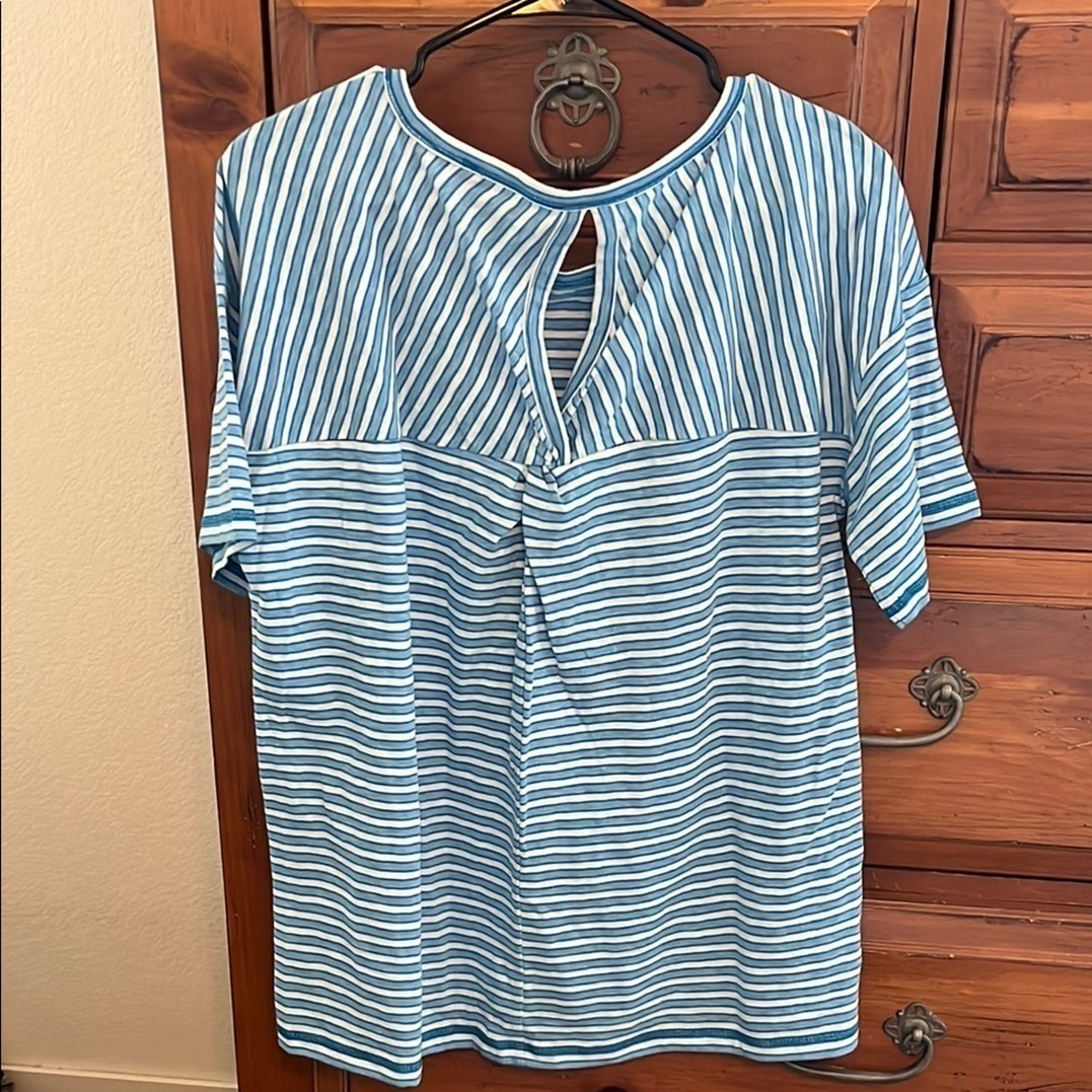 Talbots Blue and White Striped Short Sleeve Tee NWOT - Picture 4 of 7